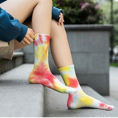 UNISEX 37-44 EU Μέγεθος Tie Dye Thin Candy Color Print Custom Cotton Tube Αθλητικές κάλτσες