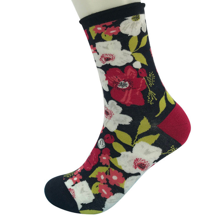Χριστούγεννα Custom Bamboo Socks 3D Floral Print Γόνατος Μέγεθος 6-10 ΗΠΑ Μέγεθος ως εικόνα